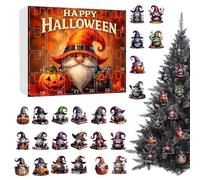 Halloween Countdown Calendar 2025 - Calendrier acrylique de l'Avent Halloween avec 24 pendentifs de figurine d'horreur, décor effrayant pour les fêtes de vacances pour, décoration de maison