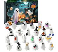 Halloween Countdown Calendar 2026 - PVC 28x20x4cm Advent Box With 24 Collectible Ghost Figurines Surprise Reveal Set For Boys And Girls - Holiday Gift Basket Filler - Party Favor Collection