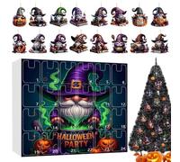 Halloween Countdown Calendar 24 Days, Cute Acrylic Advent Gnomes Calendar with Toy Figures, Holiday Planner Gift for Kids Adults Family Desk Classroom Decor, 33x30x5 inches