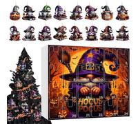 Halloween Countdown Calendar 24 Days, Cute Acrylic Advent Gnomes Calendar with Toy Figures, Holiday Planner Gift for Kids Adults Family Desk Classroom Decor, 33x30x5 inches