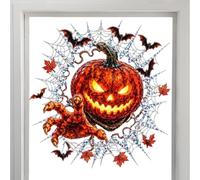 Halloween Cracked Glass Spooky Illusion Effect Witch Ghost Ornament | Window Pumpkin Cling Halloween Decoration For Living Room Haunted House Bedroom Photography