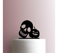 Halloween Crâne avec lanterne Jack O - Décoration de gâteau en acrylique 20,3 cm de large/vert clair