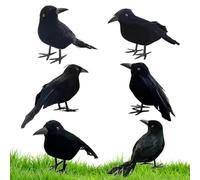 Halloween Crows Artificial Feathered - mousse embryon Raven Birds décorations Animal | Ornement de conception réaliste Bird Bird Crow Bird Spooky Black Pluat | Cordeaux debout plumes pour table basse