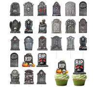 Halloween Cupcake Toppers 24pcs Spooky Tombstone Cupcake Toppers Graveyard Halloween Cake Decorations Picks Picks pour les fournitures de fête, les fournitures de fête