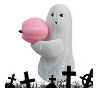 Halloween Cute Ghost Statue, Ghost Statue with Pumpkin/Bat, 3DHalloween Ghost Figurine Ornaments, 2024 Spooky Ghost Sculpture, Ghost Holding Item Figurine for Porch and Indoor Spooky Home Decor
