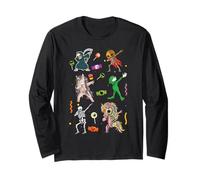 Halloween Dabbing Squelette Sorcière Et Monstres Dab Danse Pose Manche Longue