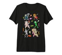 Halloween Dabbing Squelette Sorcière Et Monstres Dab Danse Pose T-Shirt Haut de Gamme