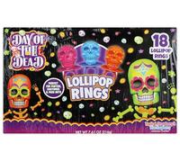 Halloween Day of the Dead Sugar Skull Boîte de 18 anneaux de sucettes 215 g
