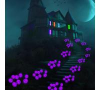 Halloween Décor Lampes Solaire Exterieure Jardin,2 Pièces 16LED Lumières Solaires Violet Lampes Fantômes avec Larmes de Sang,Étanch IP65 Guirlande Lumineuse Solaire Lumières pour Chemin,Cour,Fête