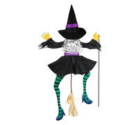 Halloween Decor, Witch Figure, Tree Ornament, 1 Life-Size Piece, Adjustable Crashing Design, Realistic 3D Spooky Decoration, Weather-Resistant Prop for Outdoor Party Garden Lawn Yard Display