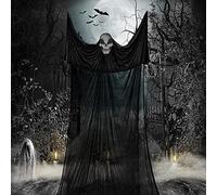 Halloween Decoration,3.8 * 1.8M Noir Squelettes Gaze Spooky, Halloween Fantôme Hanging Horreur Accessoires, pour Décoration de Fête d'halloween Fantôme à Suspendre pour Maison, Cour