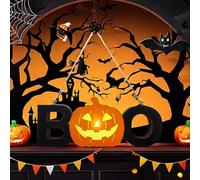 Halloween Decoration Animé Lettre lumineuse créative en bois pour Halloween, décor festif unique pour la maison ou le bureau! Ornements en bois élégants parfaits les célébrations (B, 22x9x3)