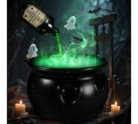 Halloween Decoration Chaudron Magique, Chaudron Sorciere DéCorations D'Halloween D'IntéRieur, Avec Bouteilles De Potion Magique Flottantes Avec Brumisateur Led, DéCoration FêTe Pourla Maison,Table (A)