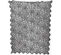 Halloween Décoration de table Toile d'araignée Noir Dentelle Nappe mystique Décoration d'épouvante Nappe alternative effrayante Design 100x75 cm Atmosphère élégante, Couleur : Noir