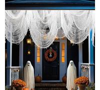 Halloween Decoration, Effrayante Gaze 183 x 76 cm Toile D'araignée Extensibles, Chiffon Effrayant Gaze pour Fêtes d'halloween, Maisons Hantées,Portes d'Entrée à l'Extérieur (White, 183X76cm)