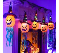 Halloween Decoration Exterieur, Lumières d'extérieur, Lumières Citrouilles d'Halloween étanches IP44, 5 Lumières citrouilles, Lumières d'Halloween à Piles Pour Intérieur, Extérieur, Maison, Fête, Jard