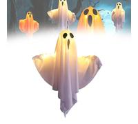 Halloween Decoration Fantôme À Suspendre LED avec 3 Modes Fantômes Suspendus pour Halloween Décorations d'halloween Effrayantes pour Maison Jardin Fête (Blanc*1)