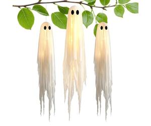 Halloween Decoration Flying Ghost - 3-Piece Large Lighted Floating Ghosts | Quick & Easy Pre-Assembled Setup - Comes Ready To Straight Out Of The Box With Built-in Suspension Loops
