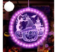 Halloween Décoration Intérieure, Halloween Citrouille Chapeau de Sorcière, Led Suspendu Fenêtre Lumière Avec Ventouse Fête d'Halloween Jardin Décoration de Fenêtre