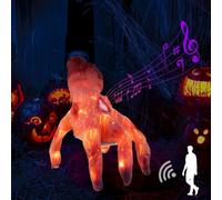 Halloween Decoration Main Rampante, Main D'Halloween Avec Son Et Automatisation, Mains D'Animatronique Rampante Avec LumièRe Led,Avec Capteur Activé Par Le Son Et Le Toucher,Pour DéCoration D'Hal (A)