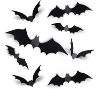Halloween Decoration,Pack de 60 Chauve Souris Halloween,Décoration Halloween,Décoration 3D Chauve Souris,Décoration Intérieure,4 Tailles Différentes Pour Les Fournitures de Fête D'halloween