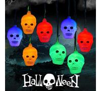 Halloween Décoration Squelette Guirlandes lumineuses, 2.5M LED Décoration Squelette suspendue 8 modes d'éclairage Fonctionnement sur piles Télécommande Lampe à suspendre pour fête Bar
