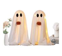 Halloween Decorations Ghost, Lighted Ghost Party Table Decor, Set of 2 Glowing Figures with LED Illumination, Spooky Accent for Garden, Kitchen, Bookshelf, Fireplace, and Lawn Displays