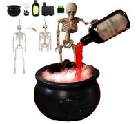 Halloween Decorations Indoor,Cauldron Halloween Decor with Magic Floating Potion Bottles and Atomizer,Witches Cauldrons Party Decoration for Home Kitchen Table (Red)