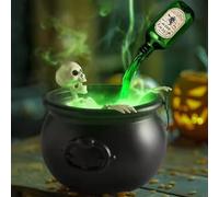 Halloween Decorations Indoor - Cauldron Halloween Decor with Magic Floating Potion Bottles and Diffuser, DIY Floating Potion Black Plastic Witches Bowl Set, Hocus Pocus Party Decor for Home Mantel