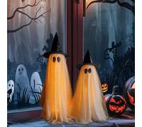 Halloween Decorations Outdoor - 2 pièces Ghost Decor Remote-Adjustable Light Effects | Halloween Spooky Ghost Party Decoration For Walkway Driveway Haunted House Patio