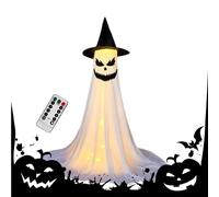 Halloween Decorations Outdoor, Light-Up Ghost Prop, 64.96 Inches Spooky Seasonal Display, Glowing Fabric Body, Weather-Resistant Design, for Porch Garden Haunted House Event Indoor Outside Scene