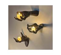 Halloween Decorations, Pack of 3 Wall Mounted Creepy Reaching Hands with Lighted Candles,Life-Sized Horror Hands for Gothic Wall Decorations