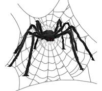 Halloween Decorations Spider Web | Scary hanted House araiders Web | Webs Halloween Spiders Web Stretchable Cobweb | Grande araignée Noire poilue pour Le Porche intérieur/extérieur et Les fêtes de