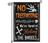 Halloween - Défense D'Entrer. On En A Marre De Cacher Les Corps. Crânes Effrayants. Drapeau Double Face Bannière Solide Drapeau De Jardin Pour Jardin Célébrations Balcon 30X45Cm