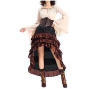 Halloween Deguisement Costume d'Halloween médiéval océan allant Corset feuille longue robe Costume de Cosplay Mon Héros Académique Cosplay Costume Bnha Anime Cosplay Tenues Ensemble Complet (Beige, S)