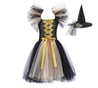 Halloween Deguisement-Enfant en Bas âge Enfants bébé Filles Magnifique sorcière Halloween Costume Robe Noire avec Chapeau Fantaisie Tutu Habiller Cosplay fête Robes en (E-2)