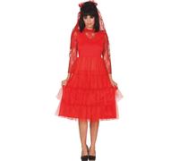 Halloween Dentelle Rouge Tulle Robe Avec Voile Elégante Costume Adulte Carnaval Robe de Cérémonie, Taille : 42 - 44 (L) Couleur : Rouge