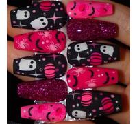 Halloween Designs Lot de 30 faux ongles en ABS Application facile Fête d'Halloween