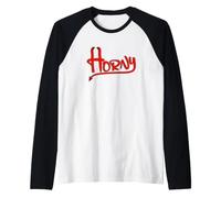 Halloween Devil Horns Dirty Pun Devil Horny Costume Manche Raglan