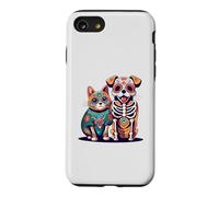 Halloween Dia de Los Muertos Sugar Skull Squelette Chiens & Chat Coque pour iPhone SE (2020) / 7/8