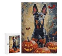 Halloween Doberman Pumpkin Art Print Puzzle 300 Pièces Educa Jouet en Bois Cadeau Unique Décoration Intérieure Jeu Éducatif Challenge Toy Adultes Et Enfants À Partir De 14 Ans 300 PCS