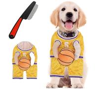 Halloween Dog Basketball Costume with Ball,Dog Basketballs Costume Holding Balldog Basketball, for Sports Outfit Cosplay Clothes for Small Medium Large Dogs (Yellow, S)