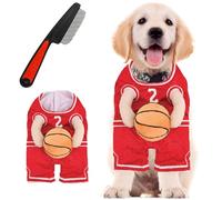 Halloween Dog Basketball Costume with Ball,Dog Basketballs Costume Holding Balldog Basketball, for Sports Outfit Cosplay Clothes for Small Medium Large Dogs (Red, M)