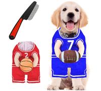 Halloween Dog Basketball Costume with Ball,Dog Basketballs Costume Holding Balldog Basketball, for Sports Outfit Cosplay Clothes for Small Medium Large Dogs (Blue, L)