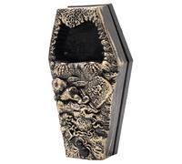 Halloween Doorbell Coffin Forme sonore et décoration de porte légère avec araignée à pop-out, accessoire électrique effrayant pour maison hantée, maison, bar ou fête, doré