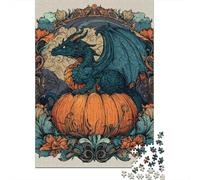 Halloween Dragon Pumpkin Art Print Puzzle 1000 Pieces Cadeau Unique Jeu Éducatif Challenge Toy À De Qualité Supérieure Peinture Art pour Adultes Et Enfants À Partir De 14 Ans 38x26cm/1000pcs