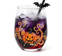 Halloween Drinking Glasses - 420ml Spooky Ghost Pumpkin Clear Drinkware | Vintage Spider Beer Cup, Wine Whiskey Coffee Mug, Home Bar Club Holiday Party Supply, Spooky Family Gathering Glassware Gift