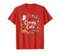 Halloween Effrayant Mignon fantôme fantôme Chat Citrouille Chauve-Souris étoiles T-Shirt, Homme, Rouge, 3XL