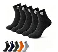 Halloween Embroidered Crew Socks, Holiday Cute Novelty Cotton Elastic Lightweight Ankle, Quirky, Odor-Resistant, Sweat-Absorbent Cotton Socks Unisex (Dark gray)