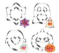Halloween Emporte Piece, 4 Pièce Halloween Moule à Biscuit, Emporte-pièces en Acier Inoxydable, Fantôme Citrouille pour Gâteaux Patisserie Biscuits Fondant